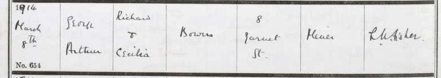 Baptism of George Arthur Bowers