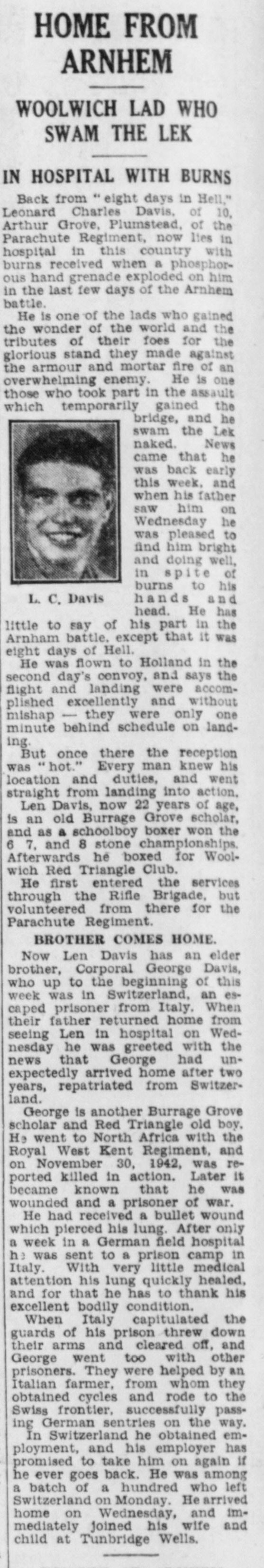 Len Davis Newspaper Article